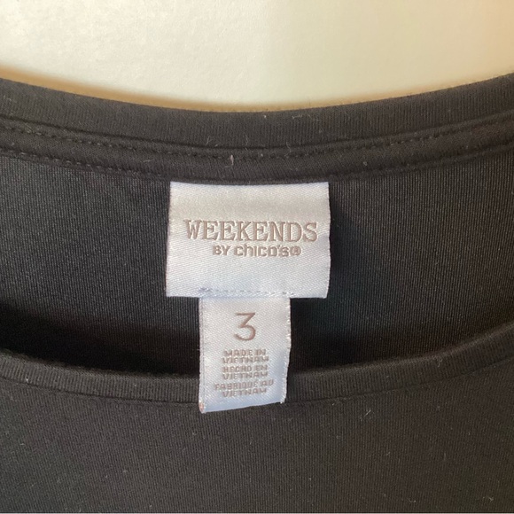 Chico’s Weekends Double Knit Tulip Hem 3/4 Sleeve Pullover - Black - XL - Picture 6 of 7